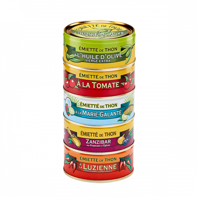 Assortment of 5 varieties of crumbled tuna