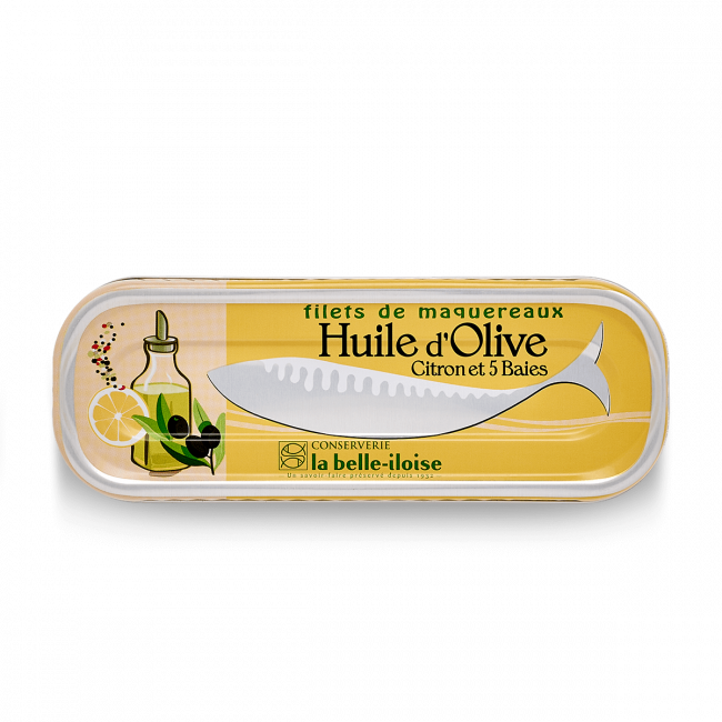 Filets de maquereaux à l'huile d'olive, citron et 5 baies Filets de maquereaux à l'huile d'olive, citron et 5 baies