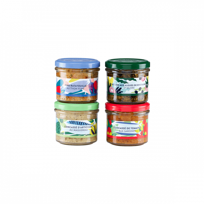 Tartinables Légumes et Poissons - Assortiment de 4 verrines Tartinables Légumes et Poissons - Assortiment de 4 verrines