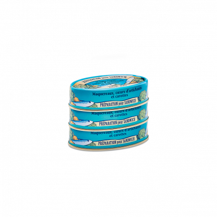 Mackerel, artichoke heart and andouille sausage sandwich filling