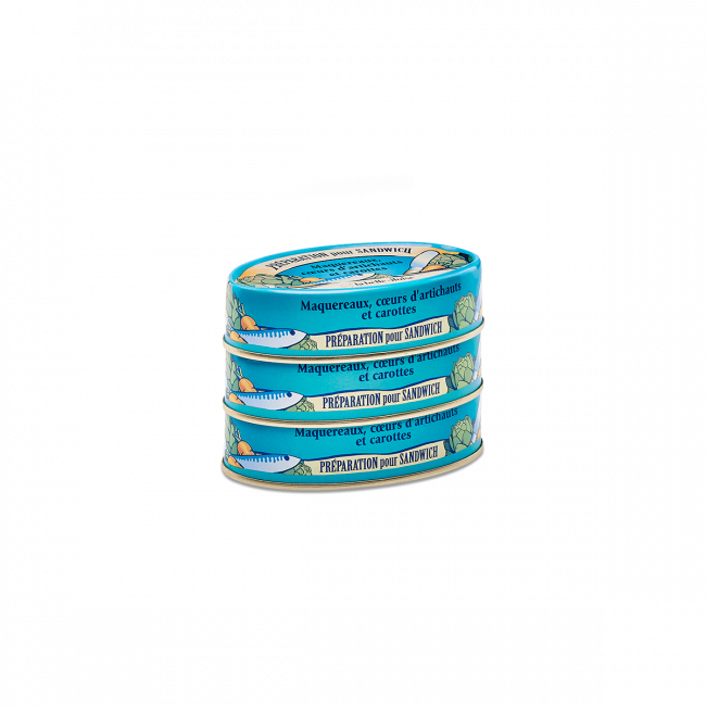 Préparation pour sandwich Maquereaux Coeurs d'artichauts et Carottes Préparation pour sandwich Maquereaux Coeurs d'artichauts et Carottes