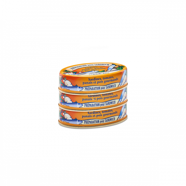 Préparation pour sandwich Sardines Tomates Panais et Pois gourmands Préparation pour sandwich Sardines Tomates Panais et Pois gourmands