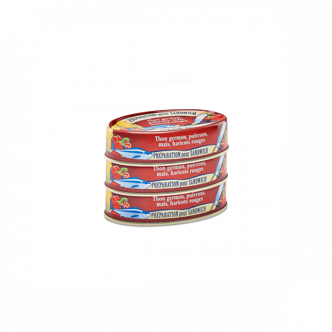 Albacore tuna, peppers, corn and red kidney bean sandwich filling