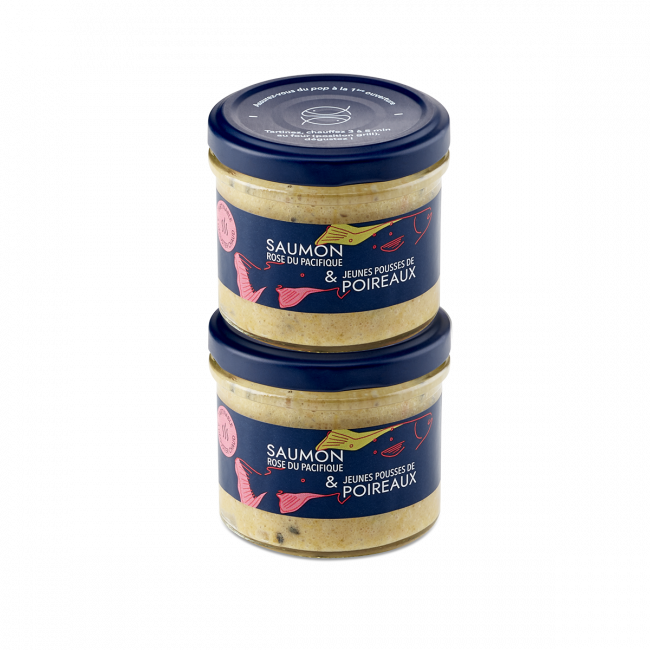 Pink Salmon and young leek shoots spread to enjoy hot