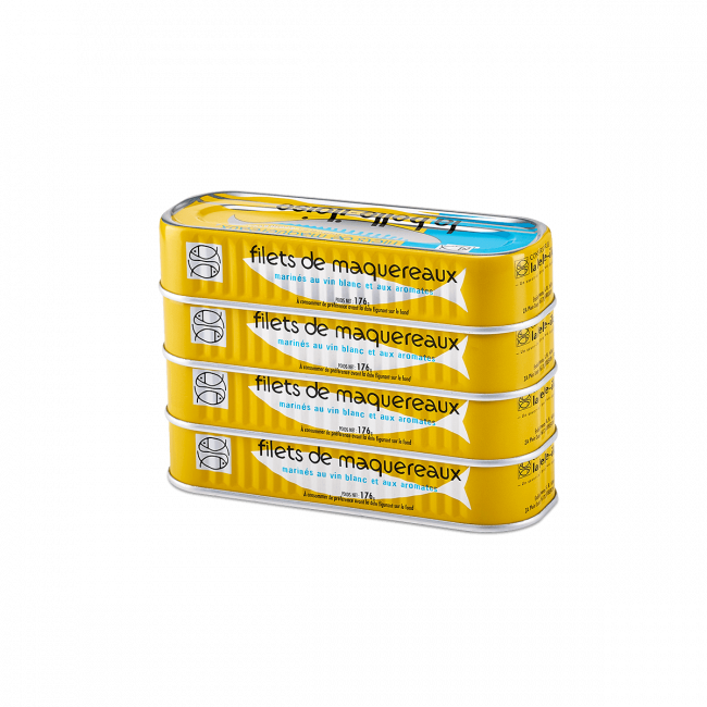 Mackerel fillets marinated in White wine & Aromatics Mackerel fillets marinated in White wine & Aromatics