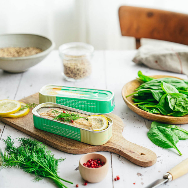 Bergamottzitrone Makrelen und Dill