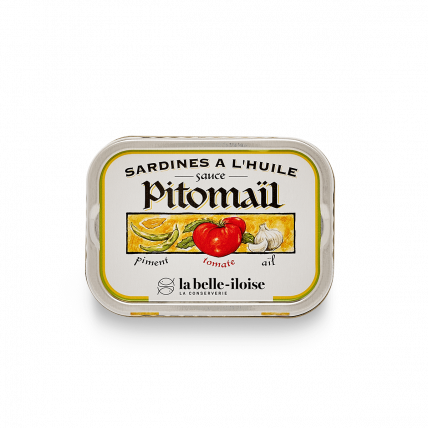 Sardines à l'huile, sauce Pitomaïl : piment, tomate, aïl