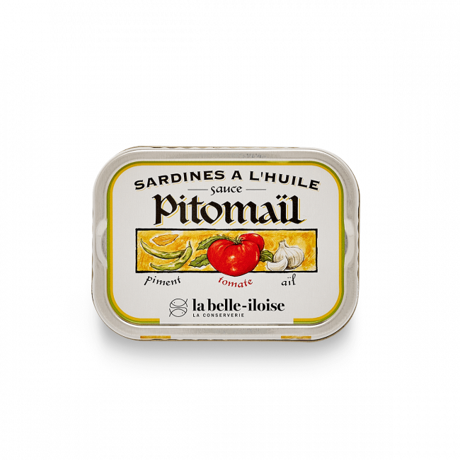 Sardines à l'huile, sauce Pitomaïl : piment, tomate, aïl