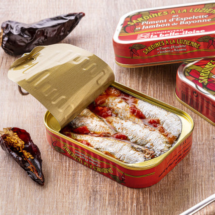 Sardines à la Luzienne au piment d'Espelette et jambon de Bayonne