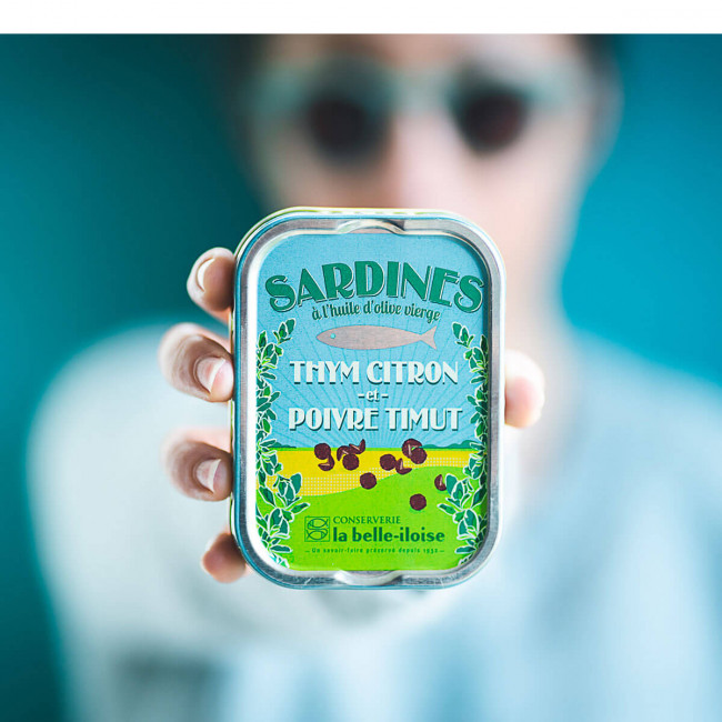 Sardines à l'huile d'olive, thym citron et poivre Timut