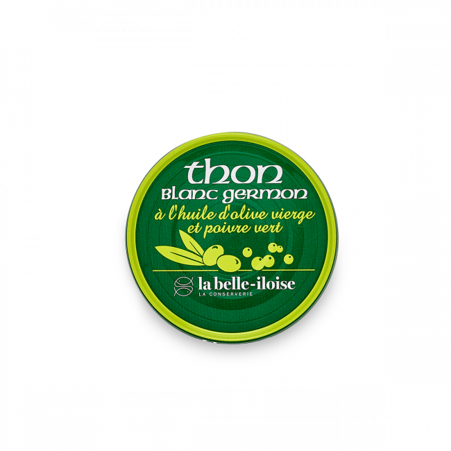 Albacore (Germon) tuna with olive oil and green peppercorns