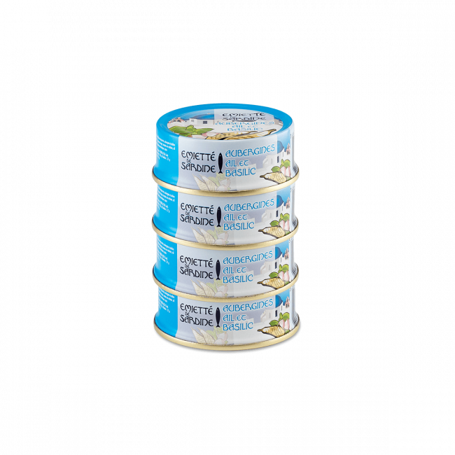 Flaked Sardine Aubergines, garlic and basil