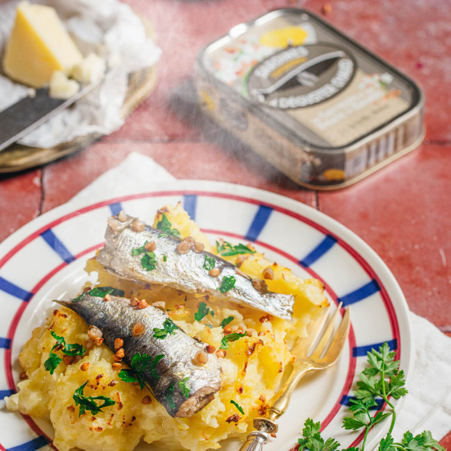 Sardines Sarrasin Beurre de Baratte  à déguster chaud Sardines Sarrasin Beurre de Baratte  à déguster chaud