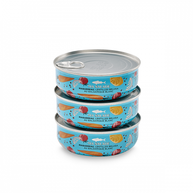 Mackerel salad with Beluga lentils & White balsamic vinegar